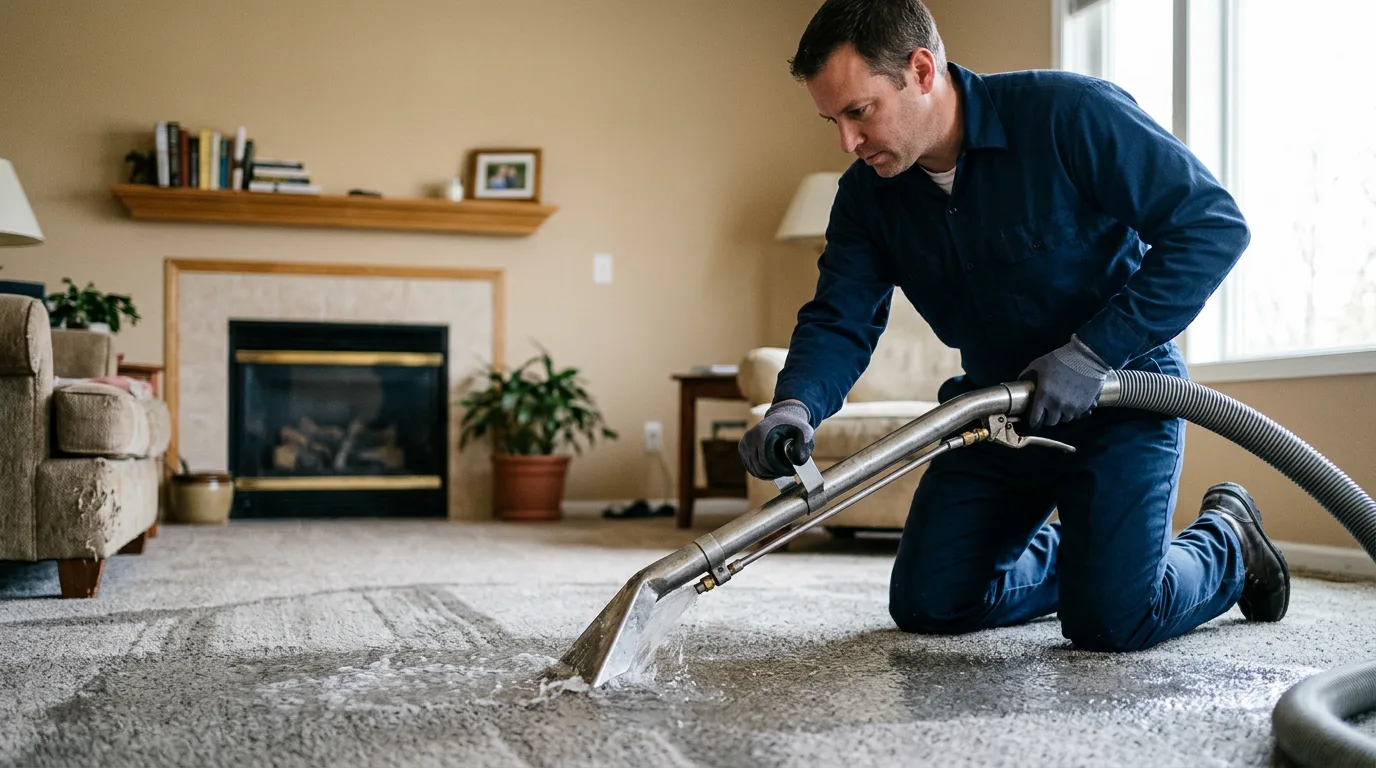 Water damage restoration technician working near Frankfort, KS